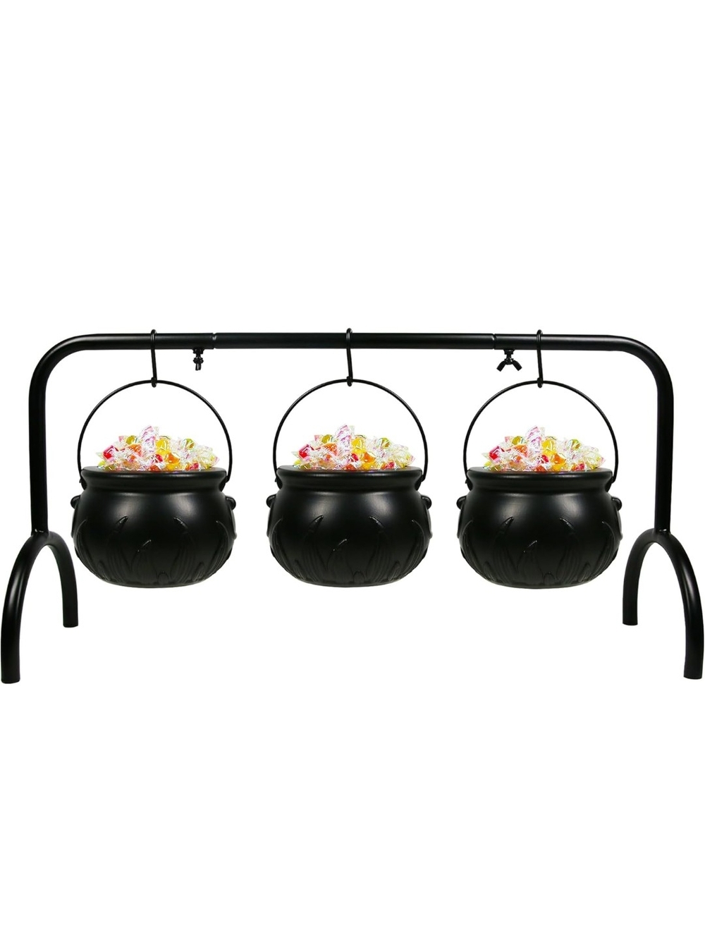 Triple Black Hanging Cauldron Candy Display